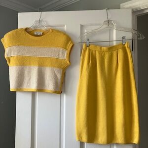 Vintage Marie St John  (late 80s)  pencil skirt with 2 tops plus scarf